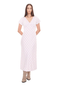 Celine Tie Back Midi Dress - Pink/Chalk