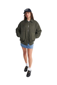 Quilted Longline Bomber Jkt