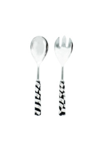 Dining Cutlery: Salad Server Set - Black, White