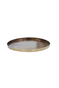 Dining Jugs Trays: Elijah Round Tray - Vintage Brass Finish