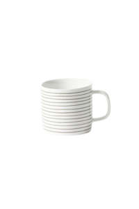 Dining Mugs Cups: Porcelain Stripe Coffee Mug Set 4 - Olive/White