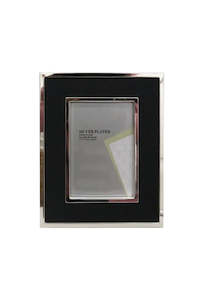 Picture Frame Silver/ Black Faux Leather