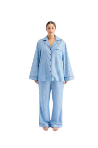 Long Sleeve Sleep Shirt - Iced Chocolate Stripes