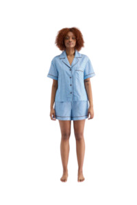 Bed Bath Robes Loungewear Slippers: Sleep Short - Iced Chocolate Stripes