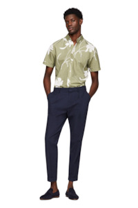 Tommy Hilfiger: Tropical Print S/S Poplin Shirt - Faded Olive