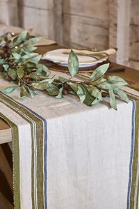 Dining Table Linen: Selvedge Stripe Linen Table Runner