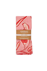 Linen Napkins 4 Set - Trailing Natives Red