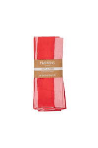 Dining Table Linen: Linen Napkins 4 Set - Red Stripe