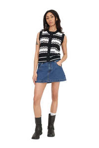 Ziggy Stripe Vest - Black/White