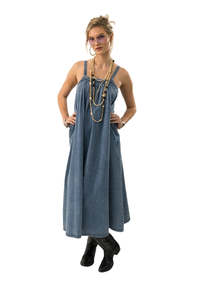 Lollys Laundry: Lungo Maxi Dress - Washed Denim