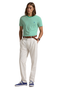 Mens: Custom Slim Fit Striped Jersey T-Shirt - Summer Emerald/White