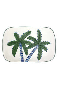 Rectangle Plate - White Palm
