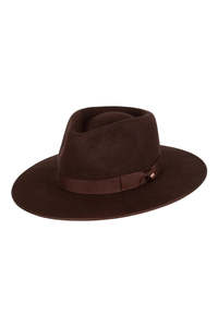 Womens Hats Beanies: Tara Mid Brim Fedora - Chocolate