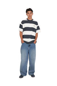 Huffer: Benson Block Tee - Asphalt/chalk