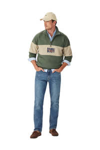 R M Williams: Heritage 1/4 Zip Sweatshirt - Spruce Green