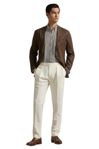 Custom Fit Striped Poplin Shirt - Brown/White