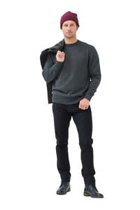 Mens: Gunn Crew Knit - Charcoal