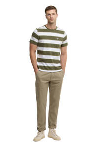 Mens: Washed Stretch Twill Tailored Trouser - Grey Olive