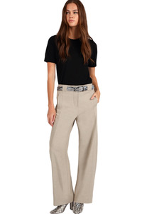Womens: Stitch Detail Wide Leg Pant - Taupe