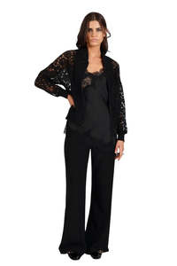 Womens: Wide Leg Knit Tux Pant - Black