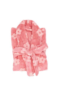 Cosy Luxe Embossed Bath Robe - Flower Dark Pink