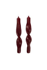 Homewares: Twist Candle Giftboxed - Set of 2, Burgundy