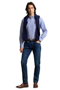 Mens: Custom Fit Stretch Poplin Shirt - Blue