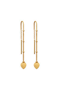 Womens Accessories: Hanging Lotus Earrings - Gold Vemeil
