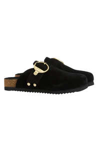 Kyra Closed Toe Sandal - Black Suede