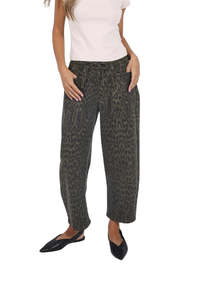 Womens: Leo Barrel Jean - Khaki Leopard