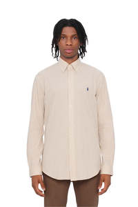 Stretch Poplin Shirt - Beige/White