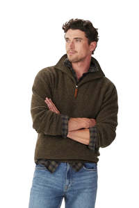 Linton Lambswool 1/4 Zip Knit - Forest Green