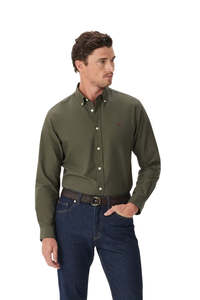 Clapton Oxford Shirt - Dark Olive/Olive
