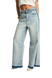 Womens: Split Party Love Machines Denim Jeans - Contrast Crisp Blue