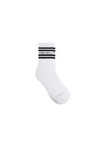 Varsity Slogan Socks - White Black