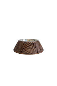 Living: Rattan Pet Bowl with Stainless Steel Inner - Large