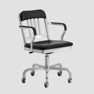 1011 Navy Semi-Upholstered Swivel Armchair