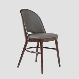 Chairs: Lido Upholstered Dining Chair - Dark Oak / Charcoal Leather