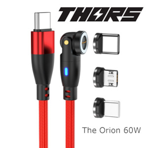 Xmas: Orion Type C. Swivel and pivot - 1m - 60W Data/Charge Magnetic Cable. Fast Charging Capable