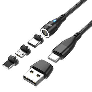 Xmas: Super Nova Type C. 1m - 60W Data/Charge Magnetic Cable. Fast Charging Capable plus Type A adapter