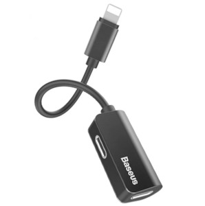 Baseus L37 IP Male to Dual IP Female Adapter - 3-in-1 Aux Audio Cable for iPhone