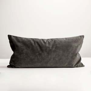 Summer Siesta: Asphalt Velvet Lumbar Cushion