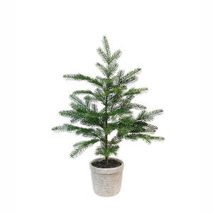 Faux Pine Tree in Cement Pot - Small