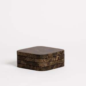 Chocolate Marble Square Coasters - Set of 4