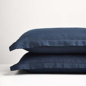 Linen Pillowcases: Navy Linen Pillowcases