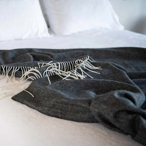Autumnal Colours: Cashmere Merino Throw XL - Storm