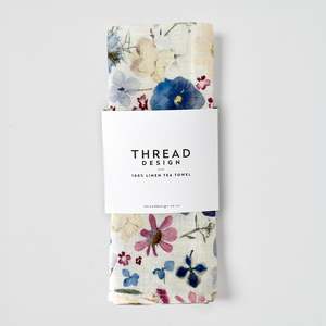 Entertainer Gifts: Petal Play Linen Tea Towel - Moonbloom