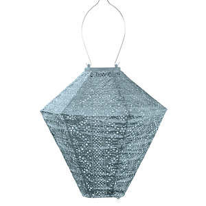 Homeware Gifts: Lantern Diamond 28cm - Grey Blue Lace