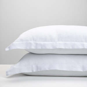 White Linen Pillowcases - Lodge Size