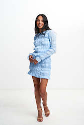 Short Dresses: LILLIE MINI DRESS (POWDER BLUE)
